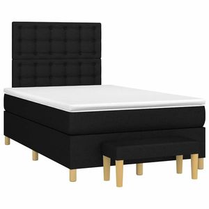 vidaXL Pat box spring cu saltea, negru, 120x190 cm, catifea imagine
