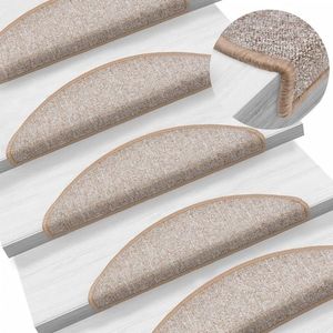 vidaXL Covorașe pentru scări, 10 buc., 56x17x3 cm, maro deschis, semirotunde imagine