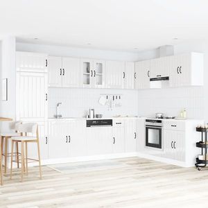 vidaXL Dulap baza chiuvetă cu ușă Lucca 2 pcs Alb lucios Lemn compozit imagine