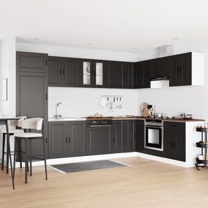 vidaXL Dulap baza chiuvetă cu ușă Porto 2 pcs Negru Lemn compozit imagine