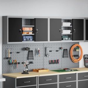 vidaXL Set dulap de unelte 6 pcs Negru Oțel vopsit electrostatic imagine