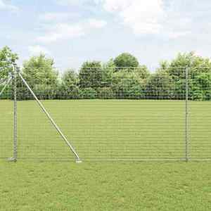 vidaXL Stâlp de gard. 7 pcs Argintiu Oțel imagine