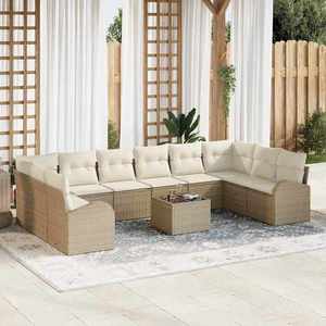 vidaXL Set de canapele pentru grădină 11 pcs Bej și crem poliratan imagine