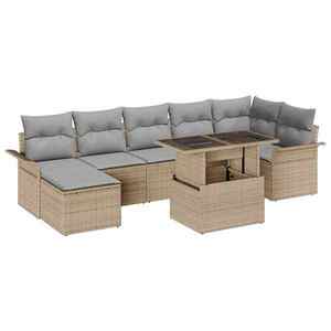 vidaXL Set de canapele pentru grădină cu pernă 8 pcs Bej Rattan poli imagine