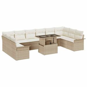 vidaXL Set de canapele pentru grădină cu pernă 11 pcs Bej Poli Rattan imagine