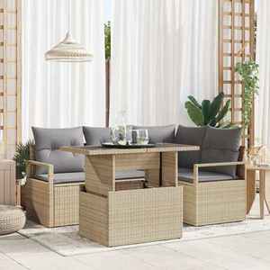 vidaXL Set de canapele pentru grădină 5 pcs Bej Rattan poli imagine