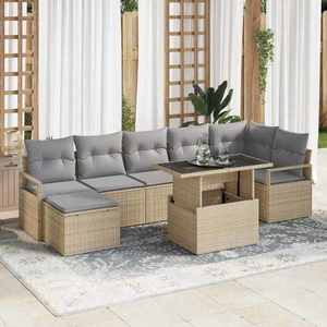 vidaXL Set de canapele pentru grădină 8 pcs Bej Rattan poli imagine