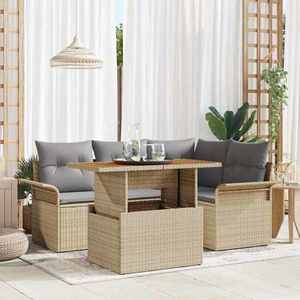 vidaXL Set de canapele pentru grădină 5 pcs Bej Rattan poli imagine