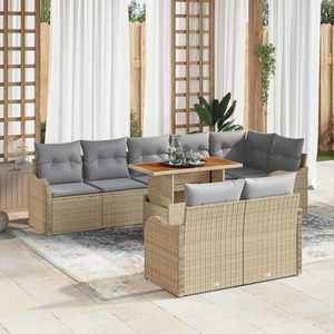vidaXL Set de canapele pentru grădină 9 pcs Bej Rattan poli imagine