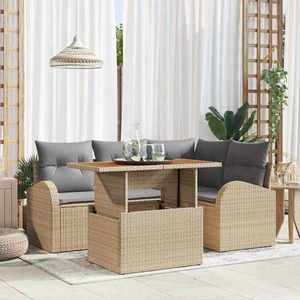 vidaXL Set de canapele pentru grădină 5 pcs Bej Rattan poli imagine