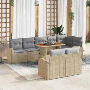 vidaXL Set de canapele pentru grădină 9 pcs Bej Rattan poli imagine