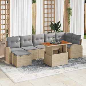 vidaXL Set de canapele pentru grădină 8 pcs Bej Rattan poli imagine