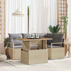 vidaXL Set de canapele pentru grădină 5 pcs Bej Rattan poli imagine
