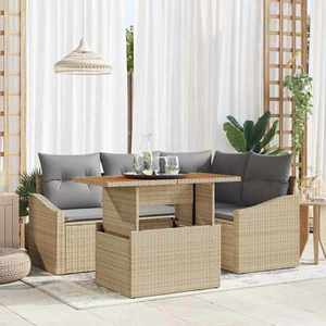 vidaXL Set de canapele pentru grădină 5 pcs Bej Rattan poli imagine