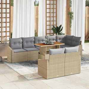 vidaXL Set de canapele pentru grădină 9 pcs Bej Rattan poli imagine