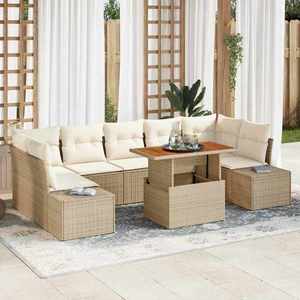 vidaXL Set de canapele pentru grădină 8 pcs Bej Rattan poli imagine