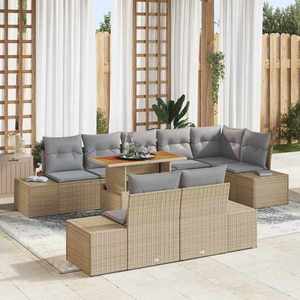 vidaXL Set de canapele pentru grădină 9 pcs Bej Rattan poli imagine