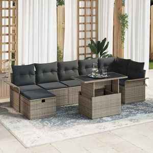 vidaXL Set de canapele pentru grădină cu pernă 8 pcs Gri Rattan poli imagine