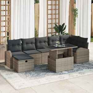 vidaXL Set de canapele pentru grădină cu pernă 8 pcs Gri Rattan poli imagine