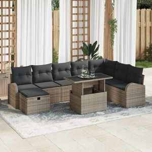 vidaXL Set de canapele pentru grădină cu pernă 9 pcs Gri Rattan poli imagine