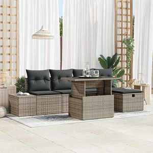 vidaXL Set de canapele pentru grădină cu pernă 6 pcs Rattan poli imagine