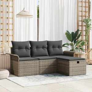 vidaXL Set de canapele pentru grădină cu pernă 4 pcs Rattan poli imagine
