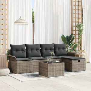 vidaXL Set de canapele pentru grădină cu pernă 6 pcs Gri Rattan poli imagine