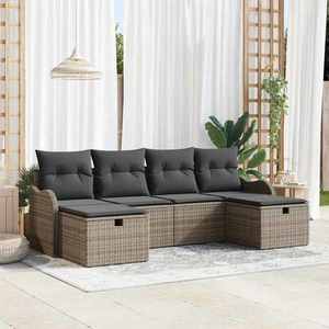 vidaXL Set de canapele pentru grădină cu pernă 6 pcs Gri Rattan poli imagine