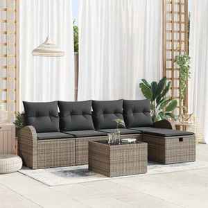 vidaXL Set de canapele pentru grădină cu pernă 6 pcs Gri Rattan poli imagine