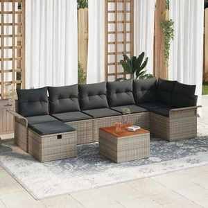 vidaXL Set de canapele pentru grădină cu pernă 8 pcs Gri Rattan poli imagine