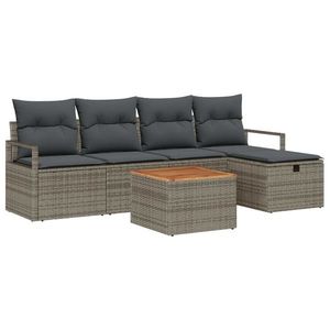 vidaXL Set de canapele pentru grădină cu pernă 6 pcs Gri Rattan poli imagine