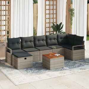 vidaXL Set de canapele pentru grădină cu pernă 8 pcs Gri Rattan poli imagine