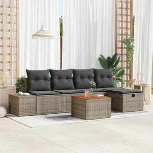 vidaXL Set de canapele pentru grădină cu pernă 6 pcs Gri Rattan poli imagine