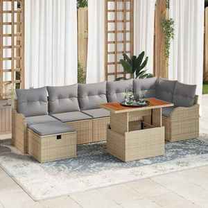 vidaXL Set de canapele pentru grădină 8 pcs Bej Rattan poli imagine