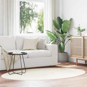 vidaXL Covoare de zonă Oval HUARTE Crem 140 x 200 cm 100% Polyester imagine