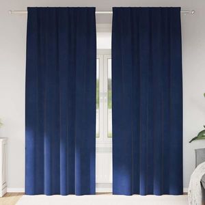vidaXL Perdele opace 2 pcs Albastru închis 140 x 245 cm Catifea imagine