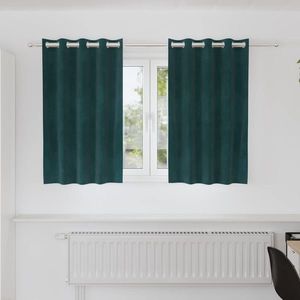 vidaXL Perdele opace 2 pcs Verde închis 140 x 140 cm Catifea imagine