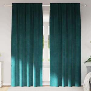 vidaXL Perdele opace 2 pcs Verde închis 140 x 225 cm Catifea imagine