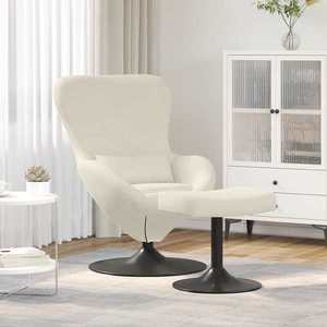 vidaXL Scaun Egg cu Taburet Crem Catifea imagine