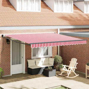 vidaXL Cortina Retractabilă Manual Roșu și Alb 400 × 300 cm imagine