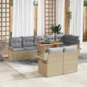 vidaXL Set de canapele pentru grădină 9 pcs Bej Rattan poli imagine