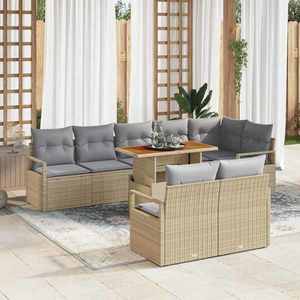 vidaXL Set de canapele pentru grădină 9 pcs Bej Rattan poli imagine