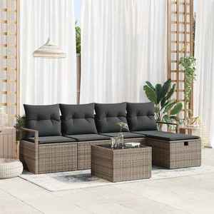 vidaXL Set de canapele pentru grădină cu pernă 6 pcs Gri Rattan poli imagine