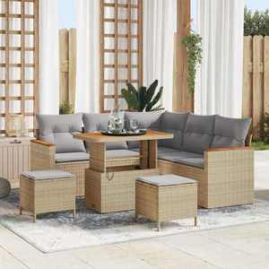 vidaXL Set de canapele pentru grădină cu pernă 8 pcs Bej Rattan poli imagine