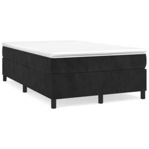 vidaXL Pat box spring cu saltea, negru, 120x190 cm, catifea imagine