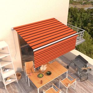 vidaXL Copertină retractabilă manual cu stor, portocaliu&maro, 3x2, 5 m imagine