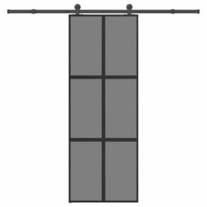 vidaXL Ușă glisantă cu set de feronerie sticlă temperată și aluminiu imagine