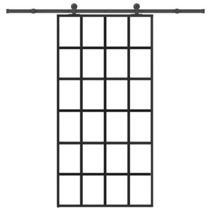 vidaXL Ușă glisantă cu set feronerie 102x205 cm ESG sticlă și aluminiu imagine