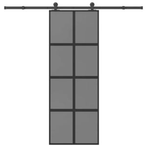 vidaXL Ușă glisantă cu set de feronerie sticlă temperată și aluminiu imagine