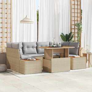 vidaXL Set de canapele pentru grădină 7 pcs Bej Rattan poli imagine